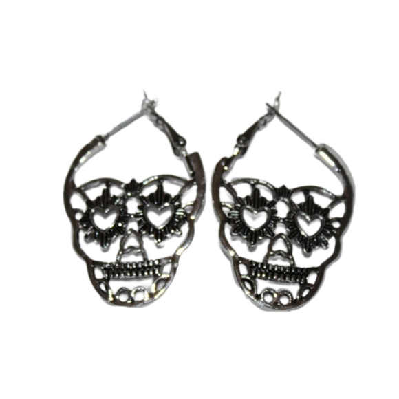 Skull Punk Hoop Earrings - Picture 9 of 16
